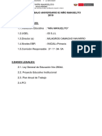 Plan de Trabajo Aniversario Ie Niño Manuelito