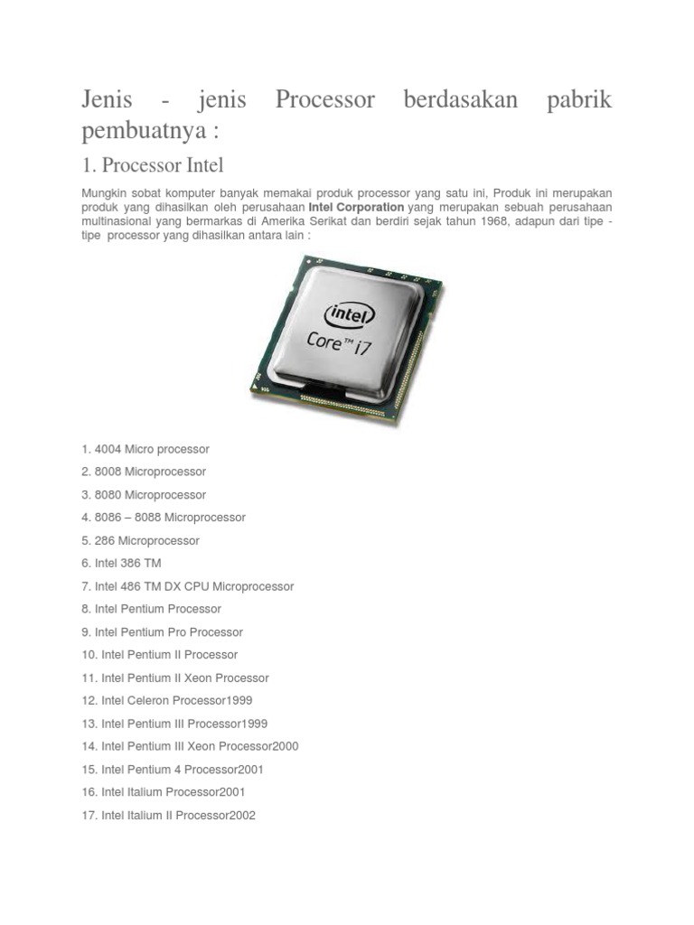 Jenis Processor