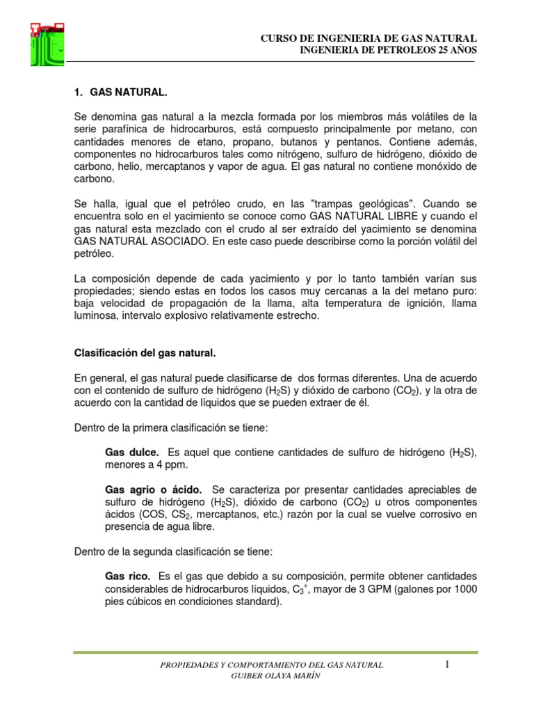 Composición y propiedades del gas natural | PDF | Gases | Presión