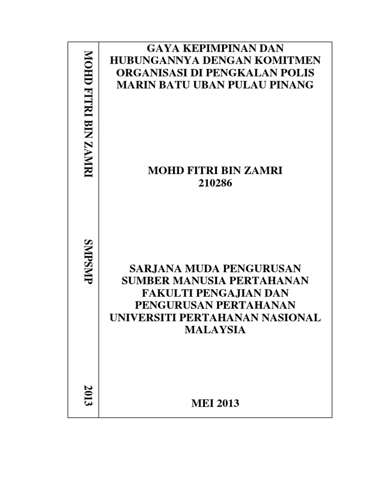 Gaya Kepimpinan Dan Komitmen Organisasi Pdf