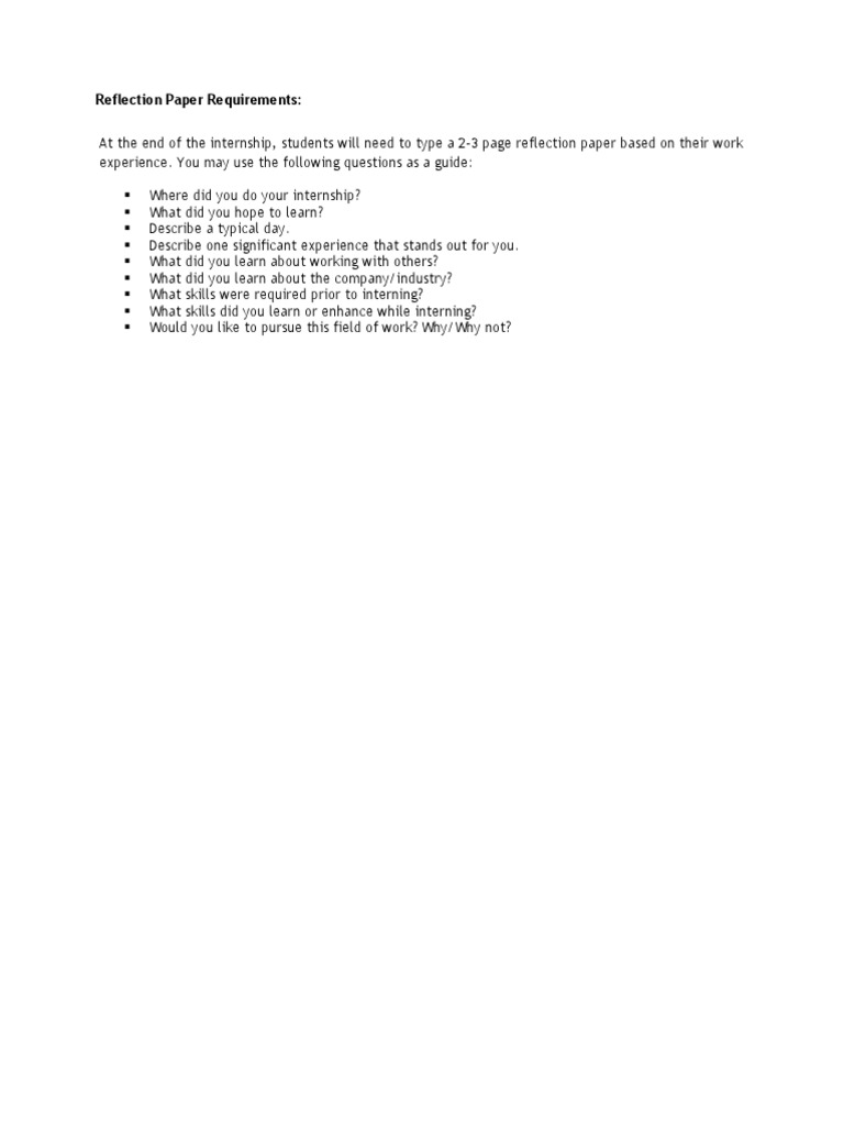Reflection Paper Requirements | PDF