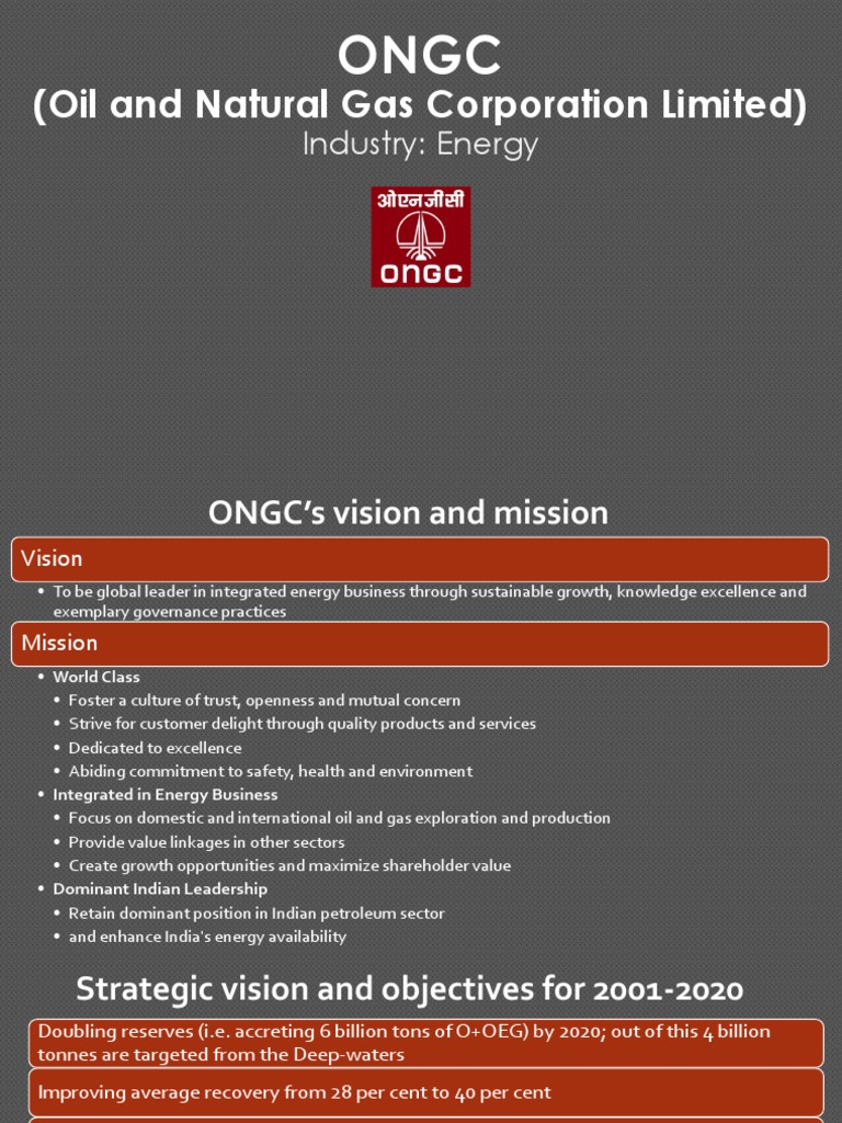 ONGC Vision, Mission, and Strategy Overview | PDF | Natural Gas | Petroleum