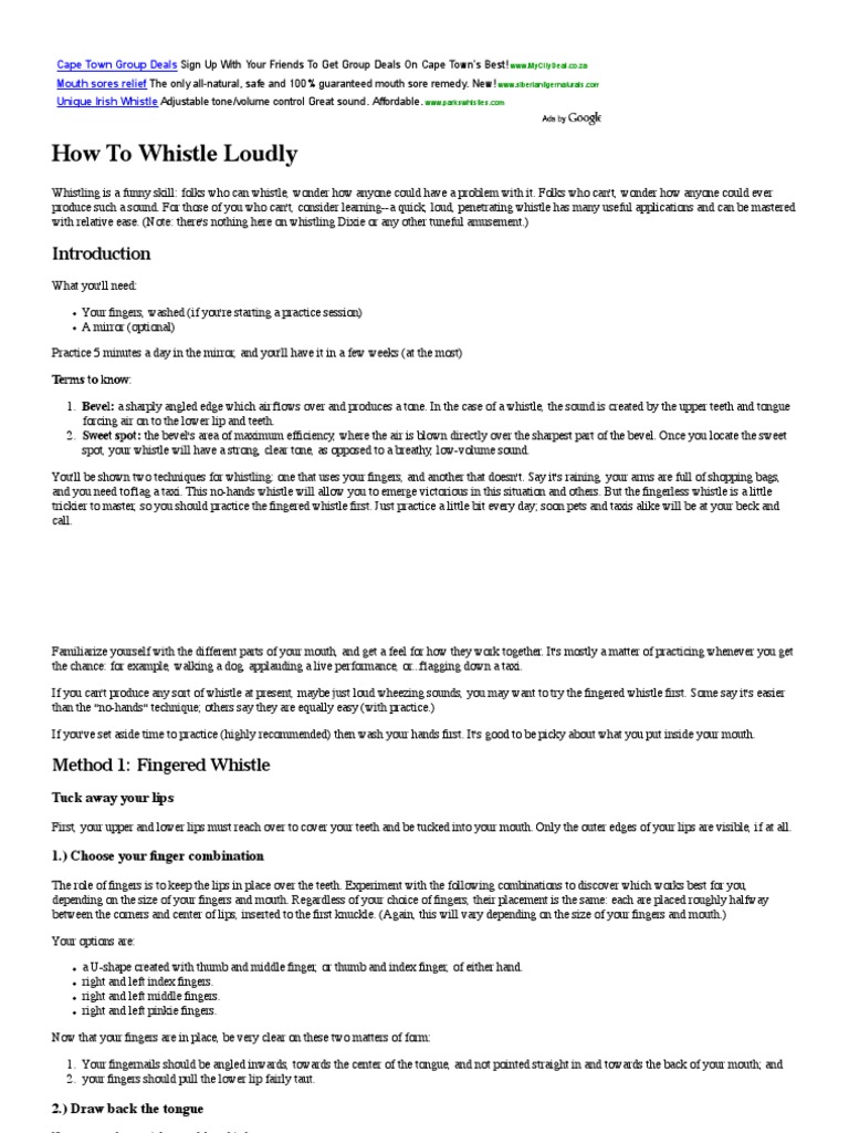 How To Whistle Loudly PDF Finger Mouth