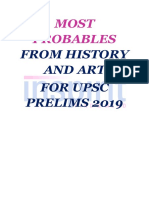 Most Probables From History and Art For Upsc Prelims 2019