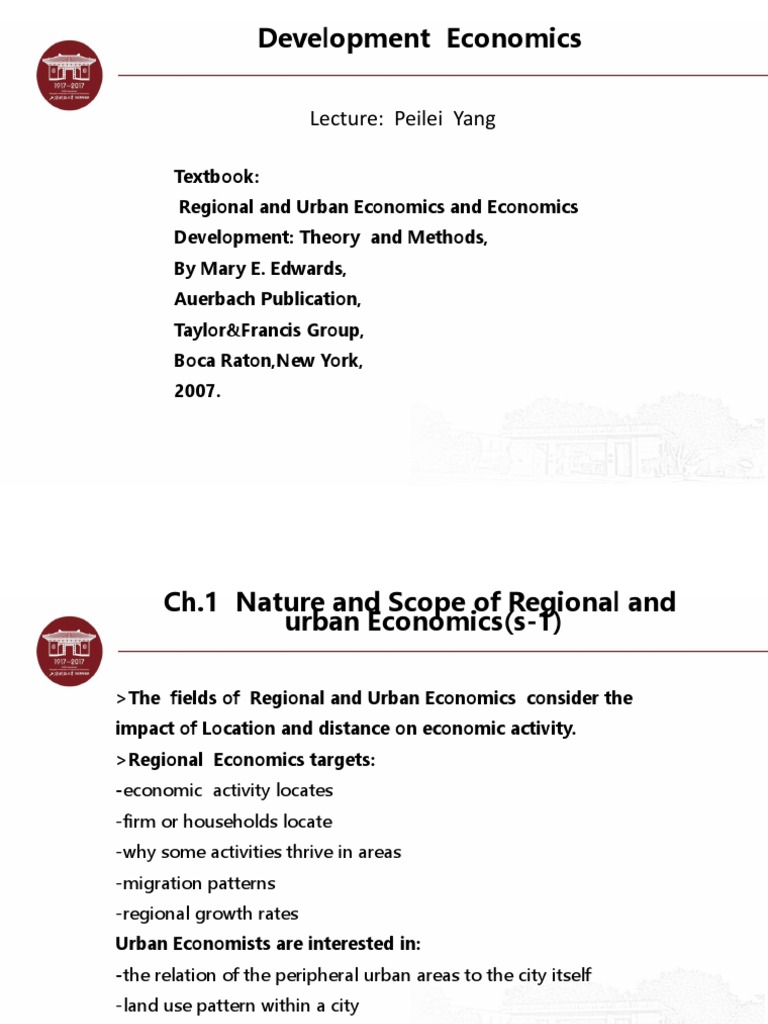 Regional and Urban Economics Overview | PDF | Economics | Economic Growth