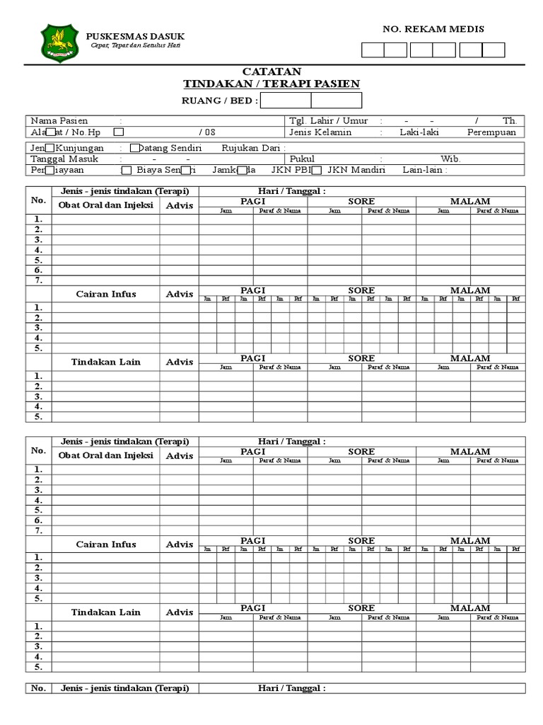Catatan Terapi Pasien | PDF