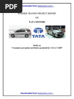 TATA Motors - MBA Summer Training Project Report - Consumer Perception and Analysis of Future..