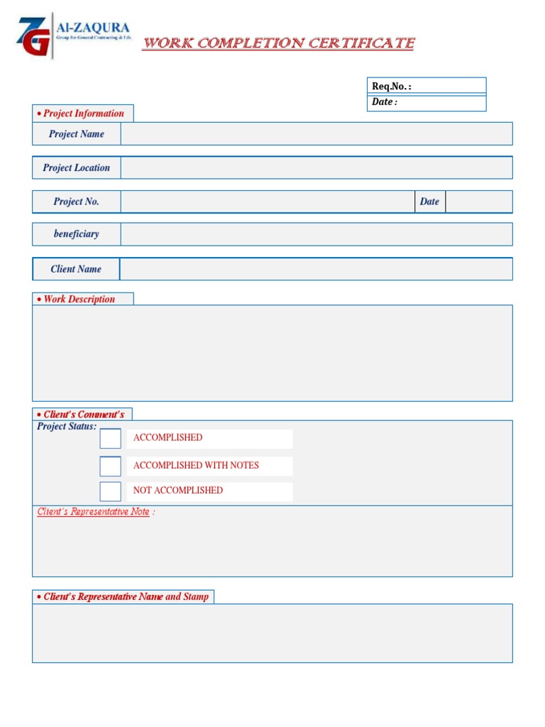 Work Completion Certificate Template | PDF | Technology & Engineering