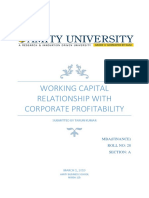 Working Capital Relationship With Corporate Profitability: Submitted by Tarun Kumar