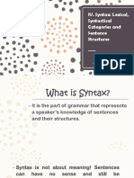 IV. Syntax: Lexical, Syntactical Categories and Sentence Structures