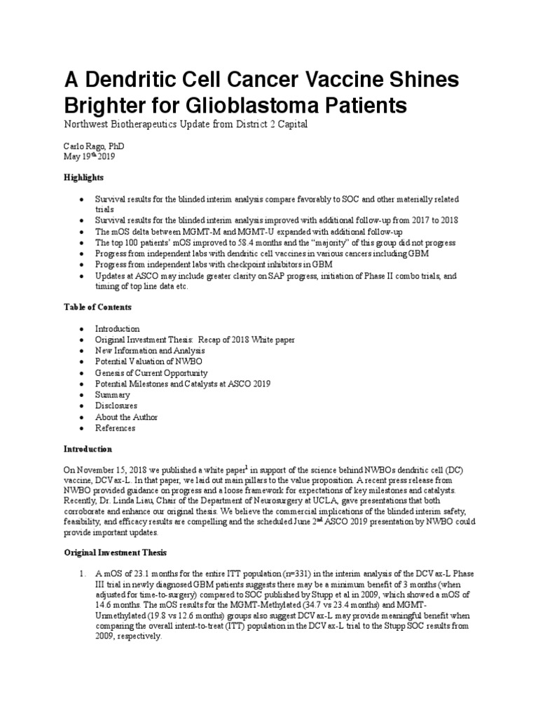 A Dendritic Cell Cancer Vaccine Shines Brighter For Glioblastoma