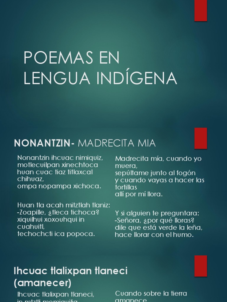 Poemas en Lengua Indígena Ocio Naturaleza