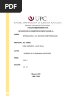 Facultad de Ingeniería Civil Introducción A Los Métodos Computacionales Curso: Introducción A Los Métodos Computacionales