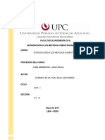 Facultad de Ingeniería Civil Introducción A Los Métodos Computacionales Curso: Introducción A Los Métodos Computacionales