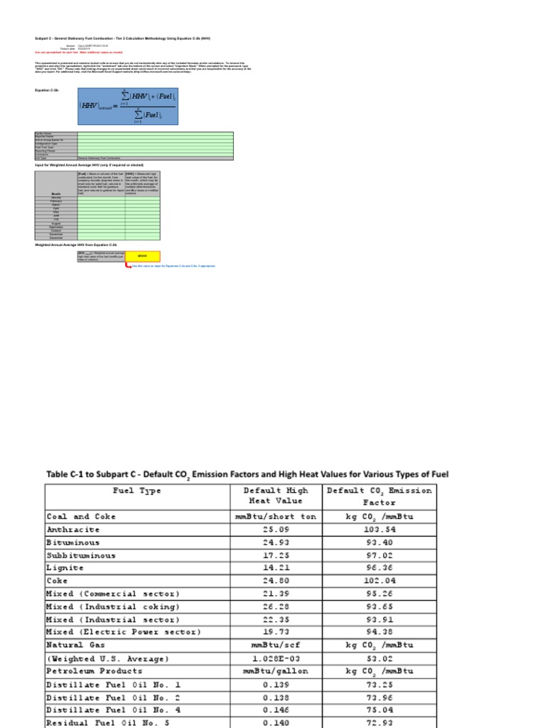 Equation C-2b (HHV) Calculation Spreadsheet | PDF | Petroleum | Fuels