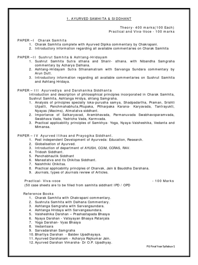 Ayurveda PG Final Year Syllabus Overview | PDF | Gastrointestinal Tract ...