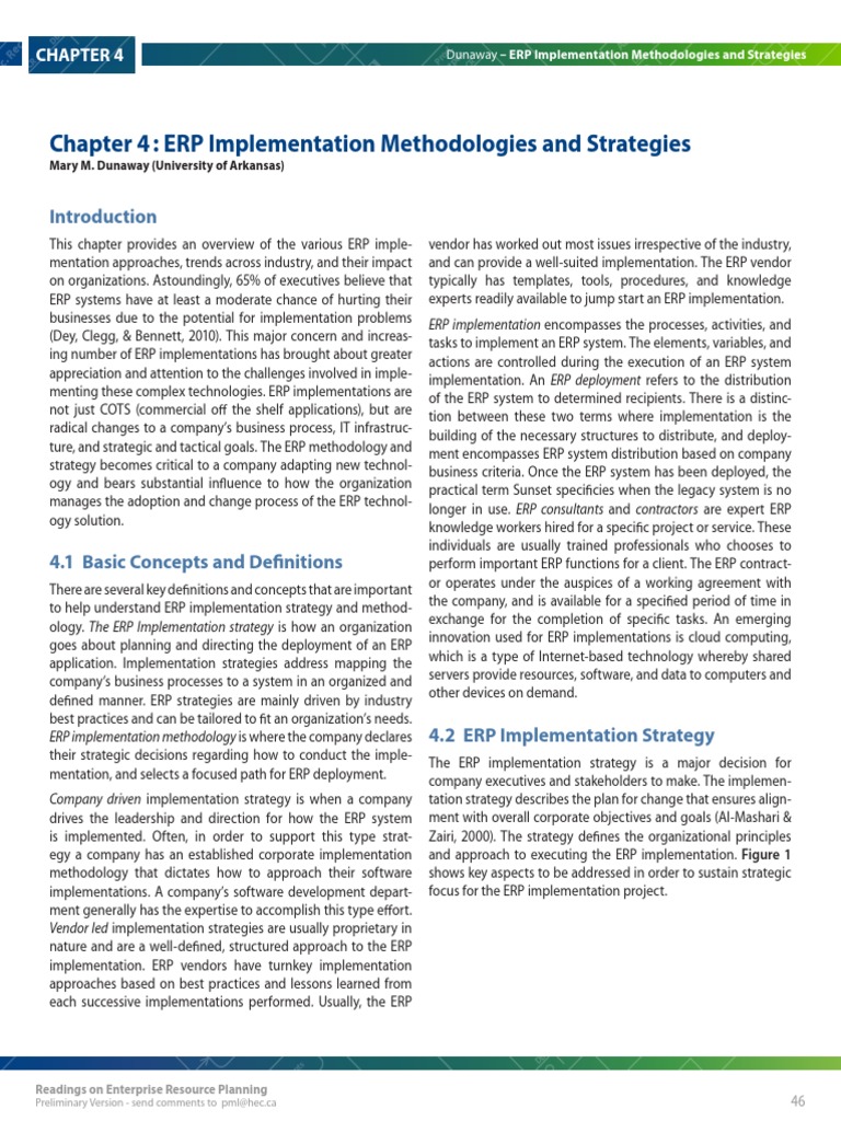 Implementation Methodology - in - Erp - Chapter04 PDF | PDF