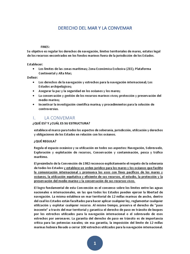 CONVEMAR | PDF | Aguas territoriales | Convención de las Naciones ...