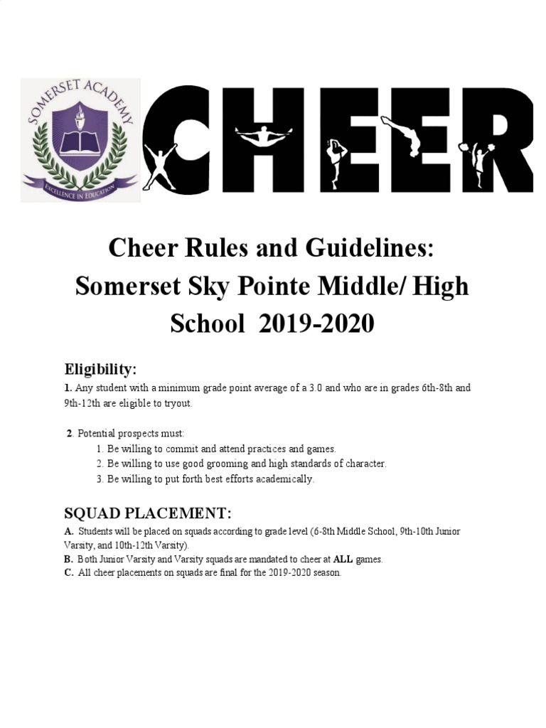 Cheer Rules and Guidelines Somerset Sky Pointe Middle High School 2019