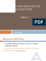 Design and Analysis of Algorithms: Recursion