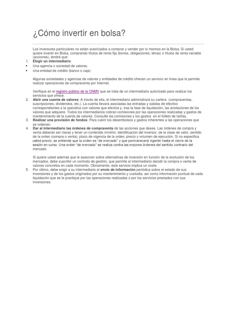 Guía para Invertir en Bolsa Fácilmente | PDF | Bolsa | Compartir (Finanzas)