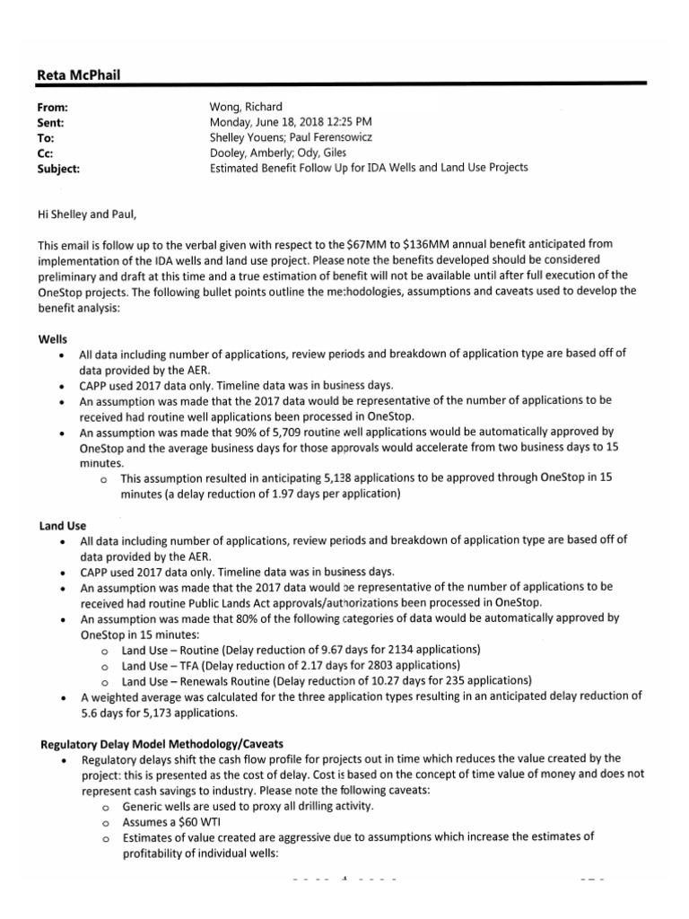 CAPP Richard Wong June 2018 Email To AER | PDF