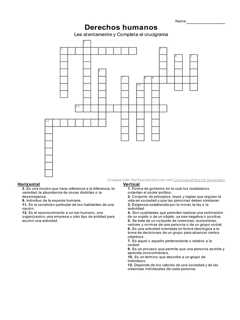 Crucigrama DD - HH. 2° | PDF | Justicia | Política
