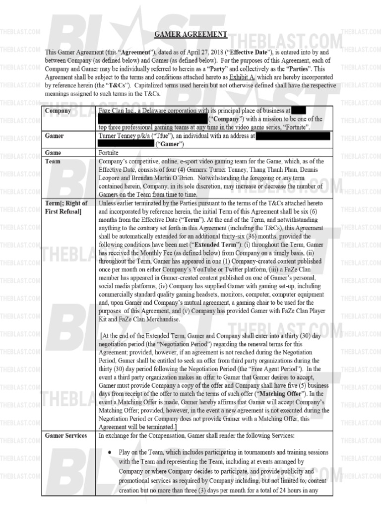 bronny faze clan contract