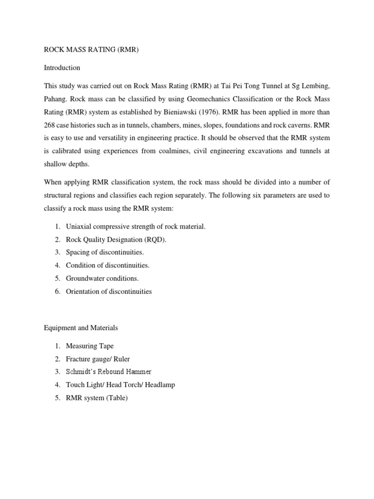 Rock Mass Rating | PDF | Nature