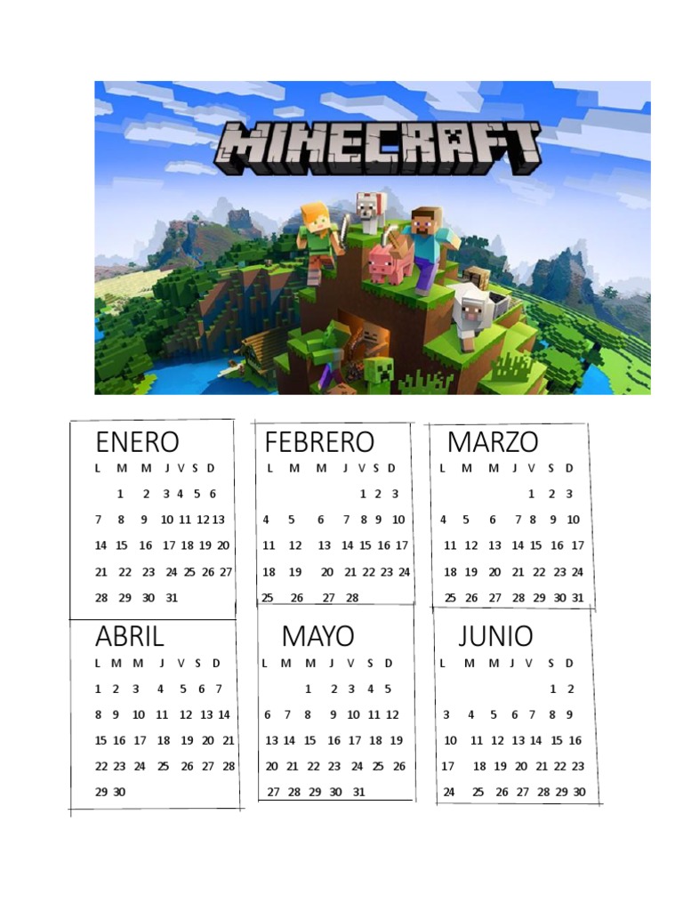 Calendario Minecraft PDF