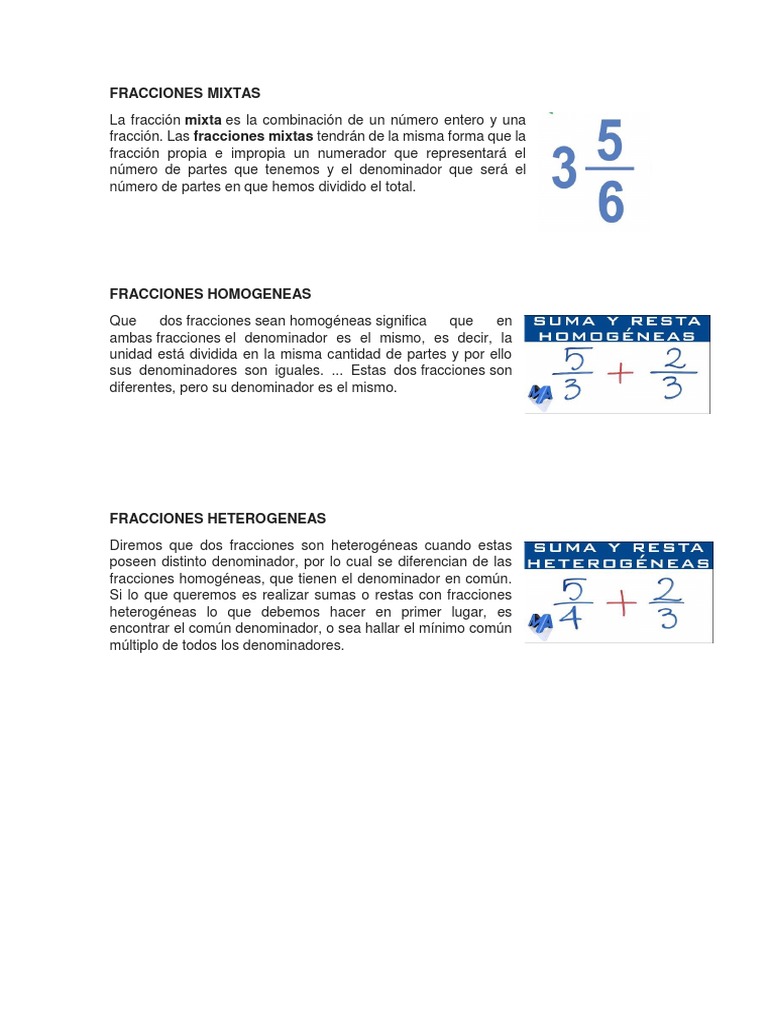 Fracciones Mixtas | PDF