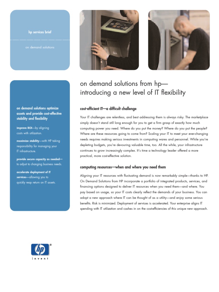 On Demand Solutions From HP Introducing A New Level of IT Flexibility