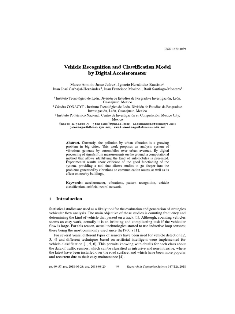 Vehicle Recognition and Classification Model Using A Digital ...