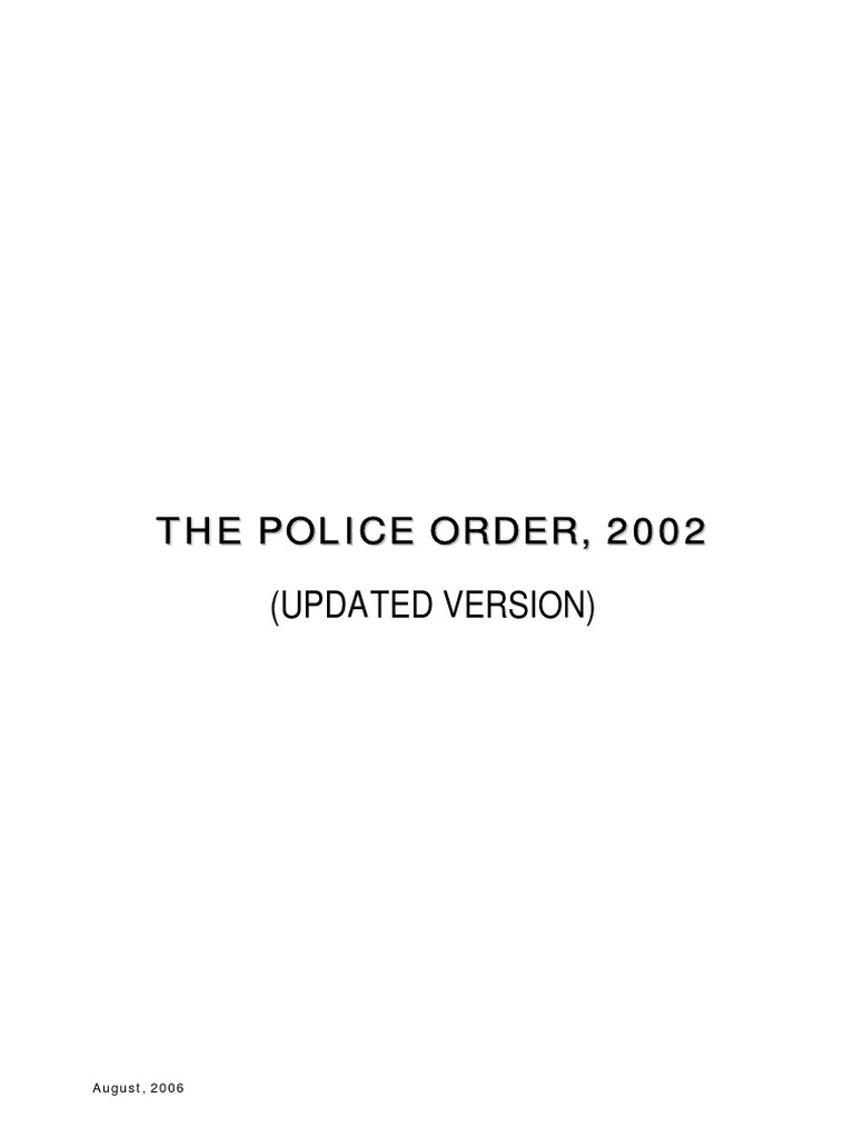 Police Order 2002 With Amendment Ordinance 2006 PDF | PDF | Police ...