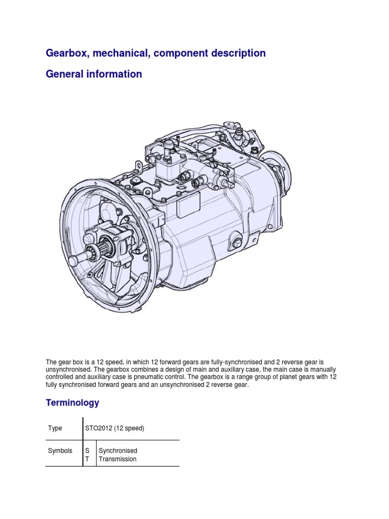 Gearbox, Mechanical, Component Description For UD TRUCKS GWE370 PDF