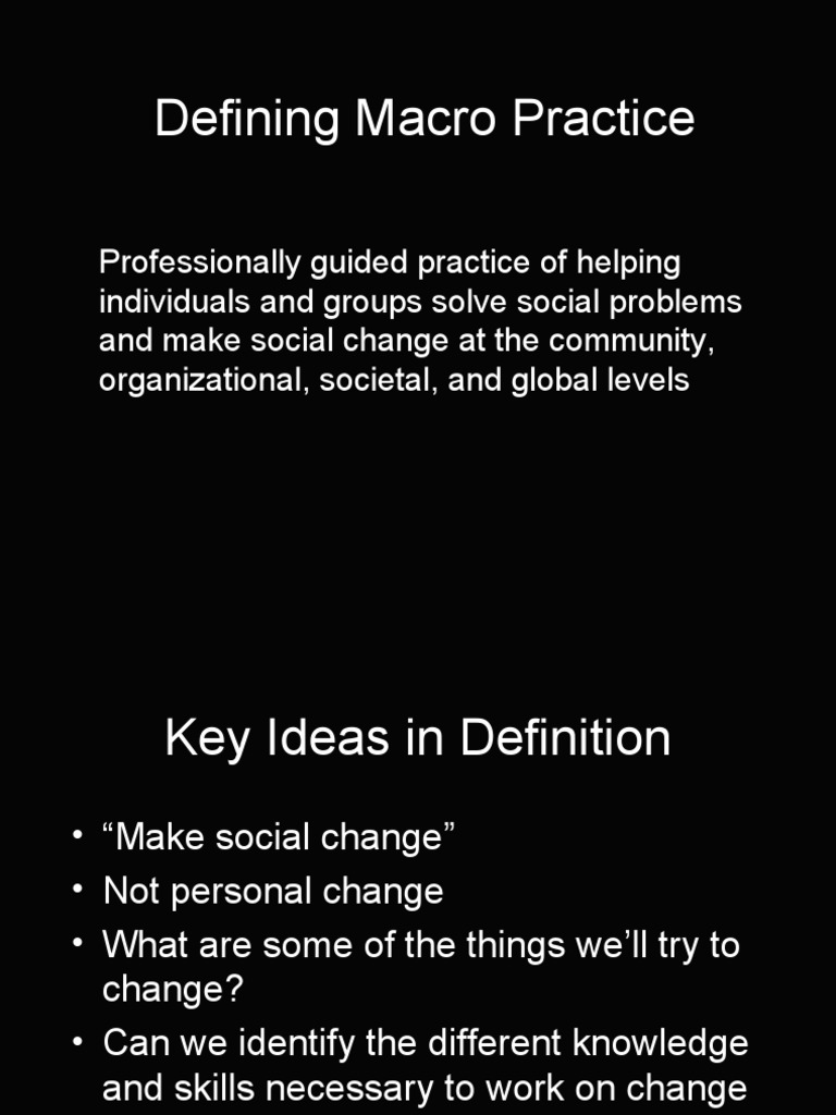Defining Macro Social Work Practice | PDF