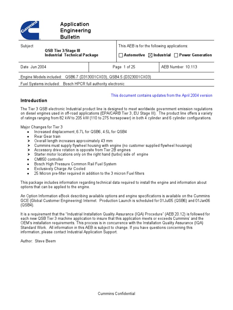 QSB6.7C Industrial Technical Package | Download Free PDF | Turbocharger ...