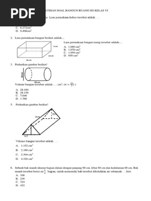 Latihan Soal Bangun Ruang Sd Kelas 6 Pdf