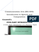 Communication Arts (MA 600) : Introduction To Speech and Composition