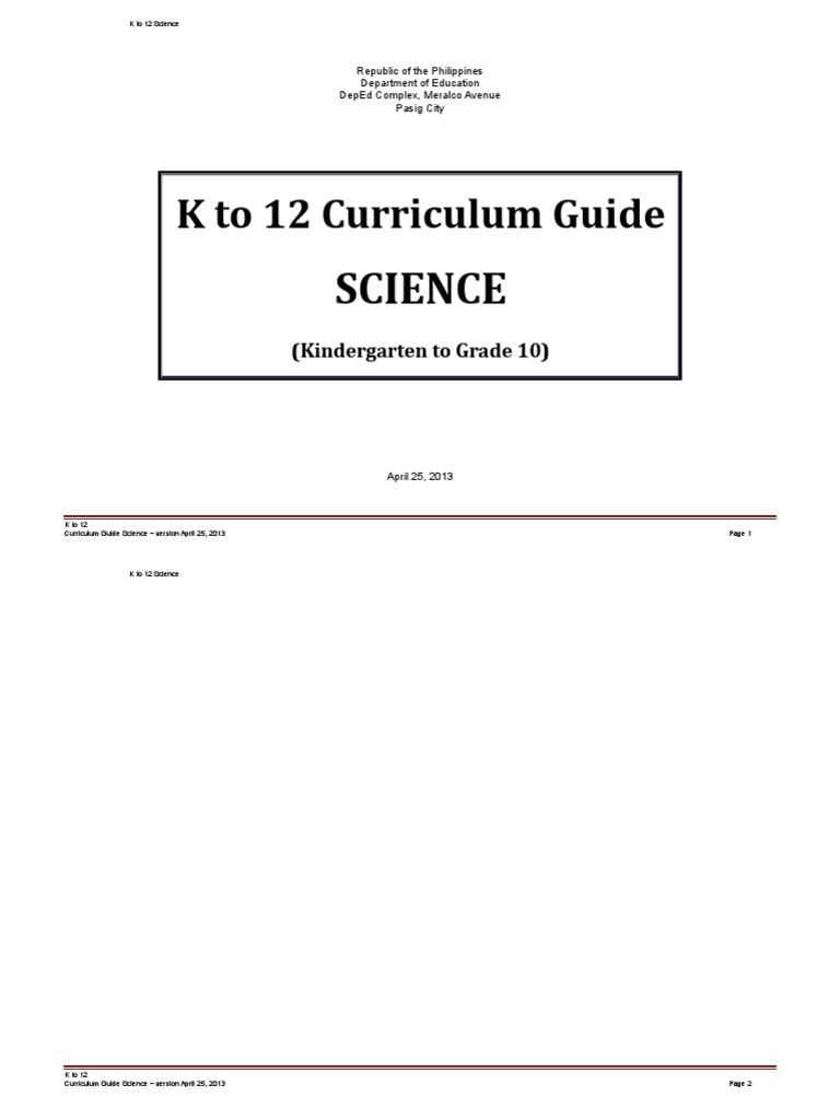 K to 12 Science Curriculum Guide | PDF | Heredity | Chemical Bond