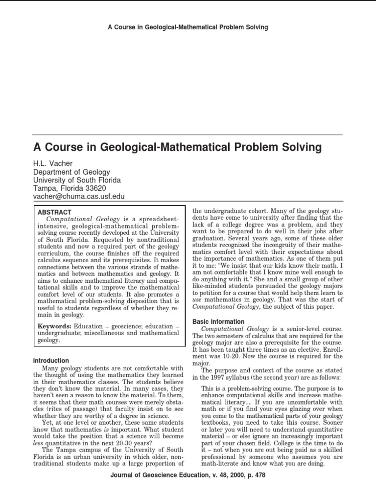 Geological-Mathematical Problem Solving Course | PDF | National Council ...