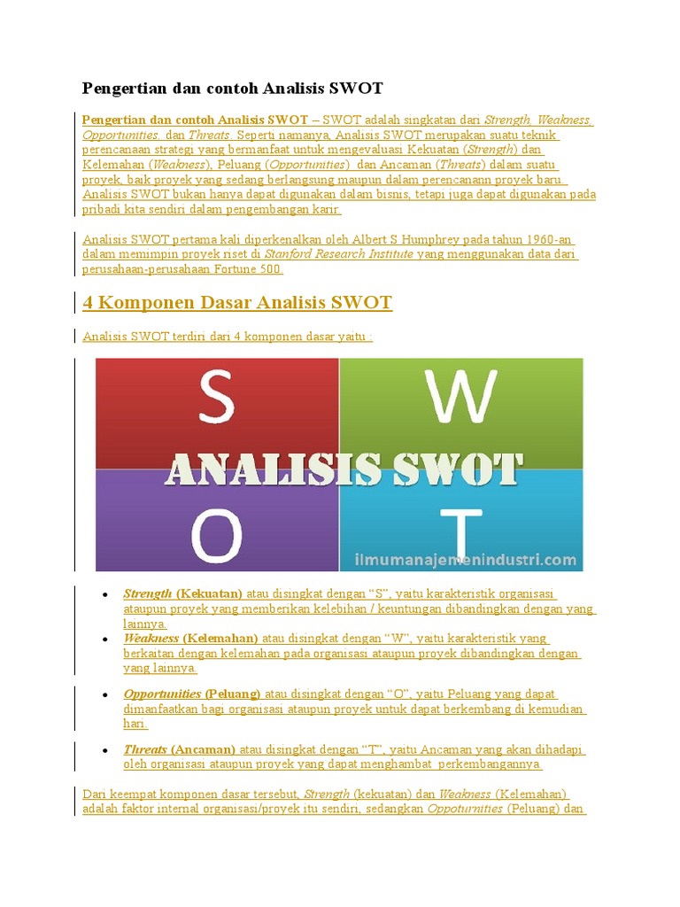 Analisis Swot Pengertian Manfaat Dan Contoh Analisis 825x315