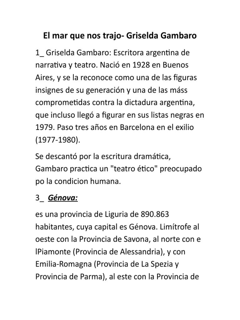 El mar que nos trajo-Griselda Gambaro | Italia | Inmigración