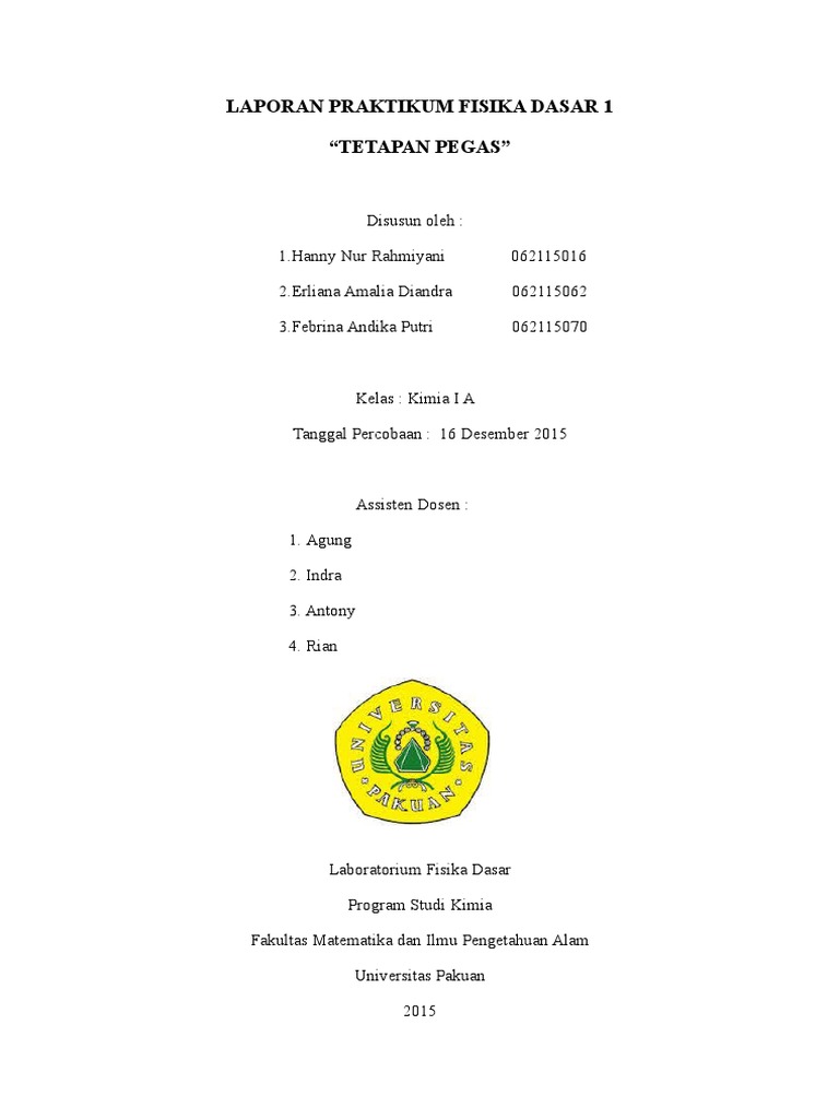 Laporan Praktikum Fisika Dasar Tetapan P | PDF