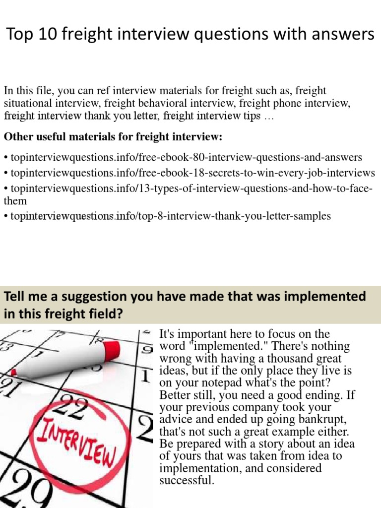 Top 10 Freight Interview Questions With Answers PDF Interview Job