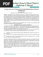 A Study of the Role of Cloud Services in the Implementation of Internet of Things Iot