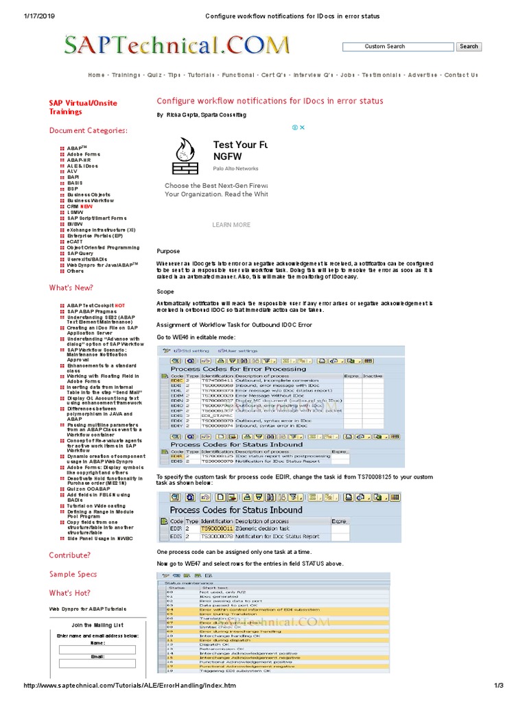 Configure Workflow Notifications For IDocs in Error Status | PDF ...