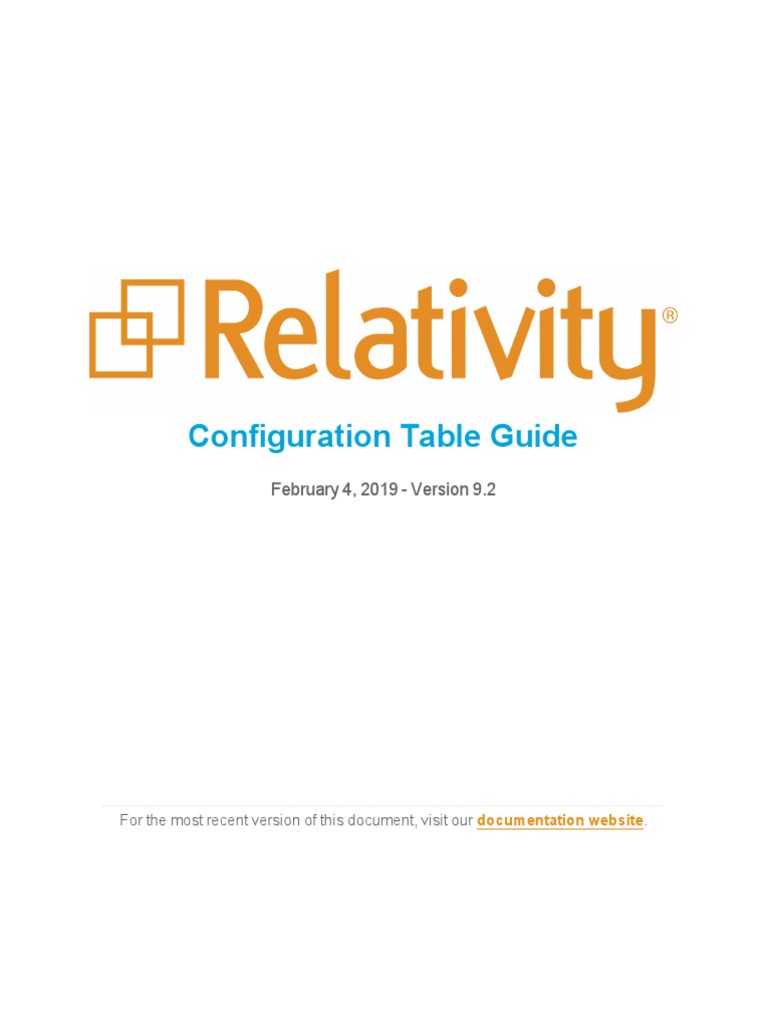 Relativity - Configuration Table Guide - 9.2 | PDF | Cache (Computing ...