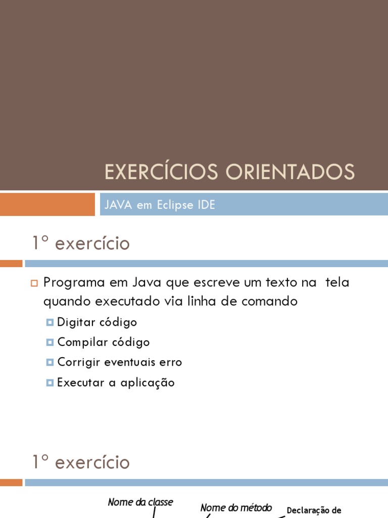 Exercícios Orientados JAVA | PDF | Java (linguagem de programação ...