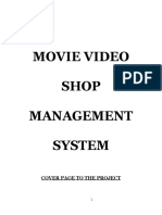 Movie Video Shop Management System: Cover Page To The Project